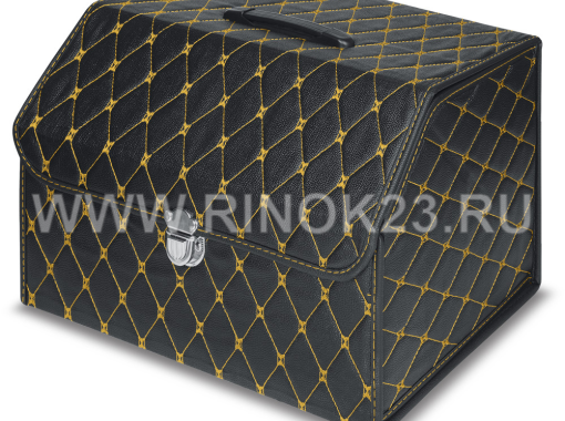 Автомобильный органайзер 3D, чёрный с золотой строчкой, эко кожа (47*31*30 см) AUTOPREMIER ORG130 Краснодар